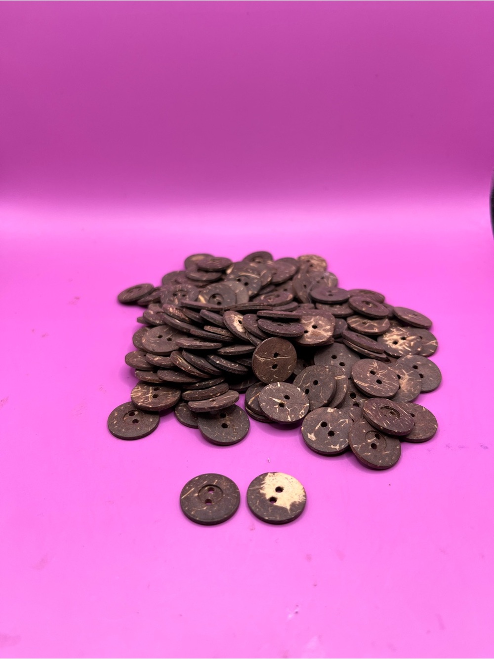 Vintage Natural Coconut Shell Reptile Hideaway Buttons - Brown